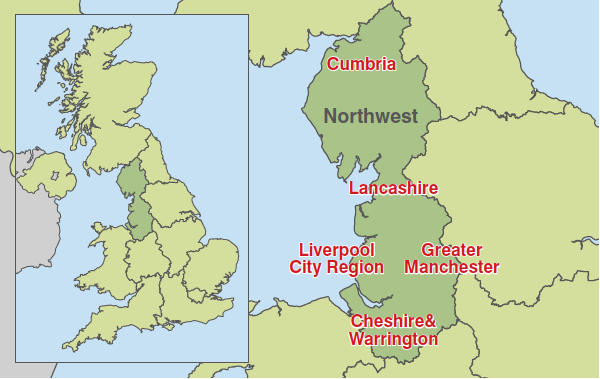 Map Of North West England Northwest England - Tradeinvest - Britishamerican Business